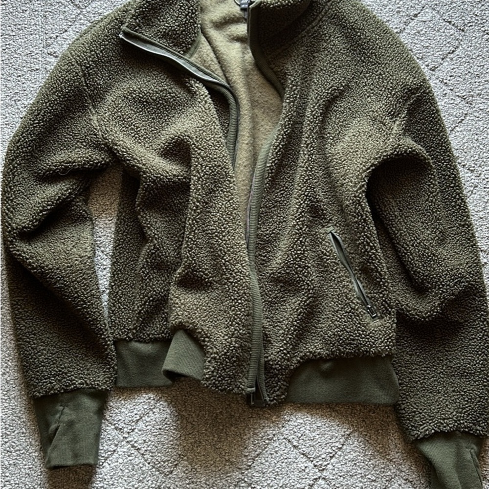 All in Motion Green Teddy Jacket Plush Warmth